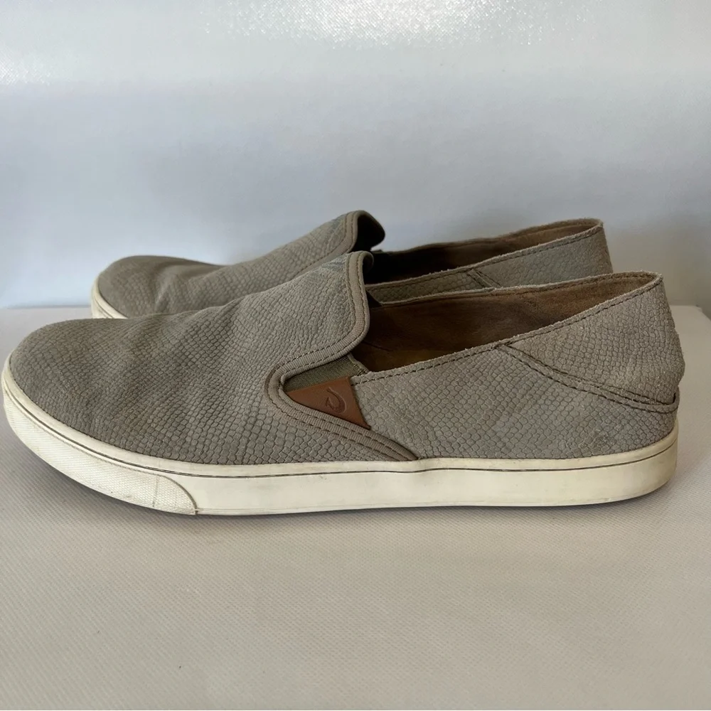 Olukai Pehuea Leather Snake Slip On Shoes 20329-LH10